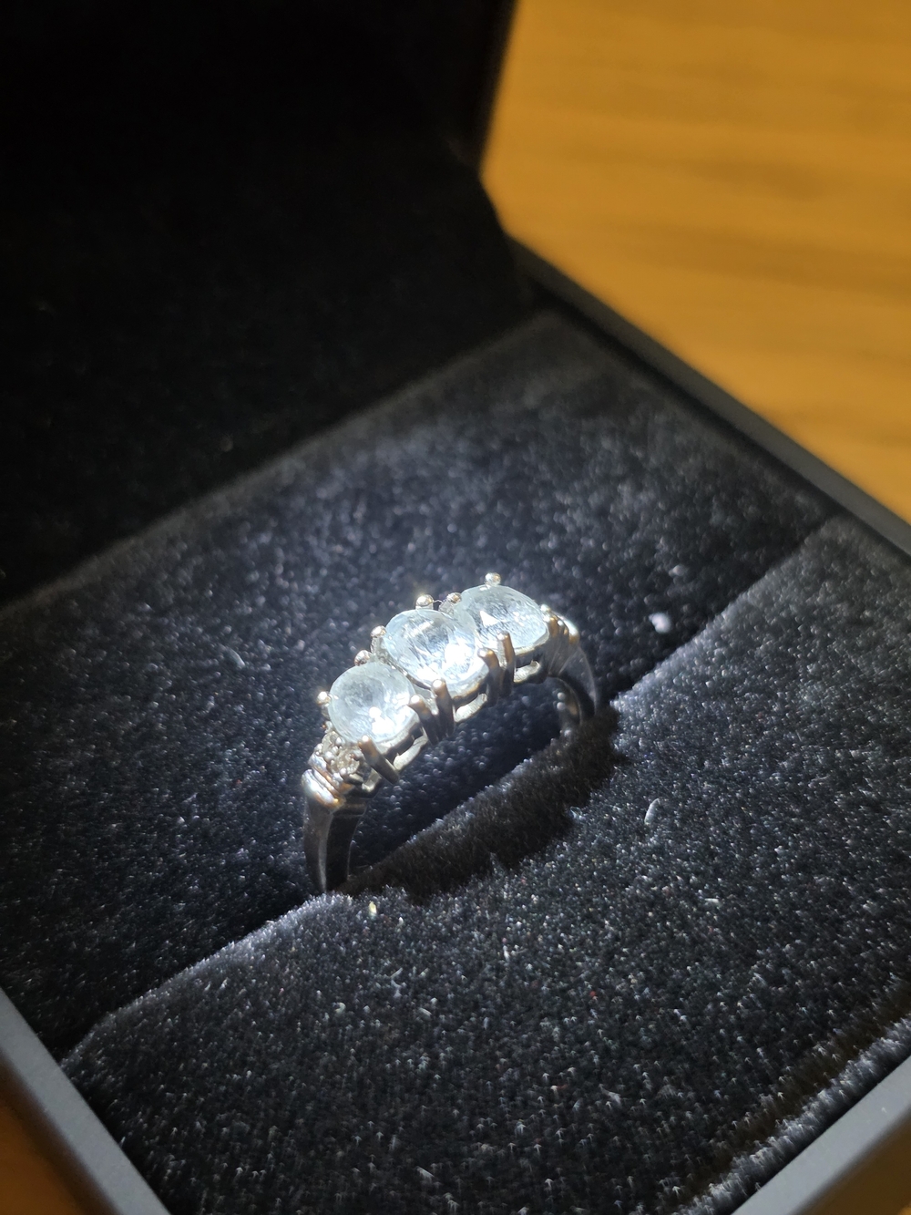 3 Stone Topaz 14k White Gold Ring
